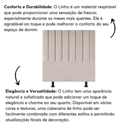 Imagem de Cabeceira Estofada Cama Box King 195 Cm Laura Linho Bege