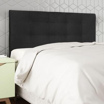Imagem de Cabeceira Estofada Cama Box Queen 160 cm Helena Suede Preto