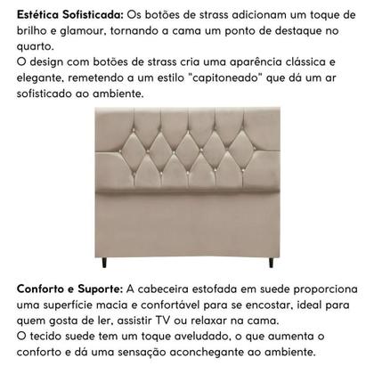 Imagem de Cabeceira Estofada Cama Box Solteirão 100 Cm Suede Ayla Bege