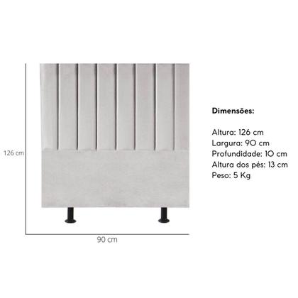 Imagem de Cabeceira Estofada Cama Box Solteiro 90 cm Carolina Suede E Frame