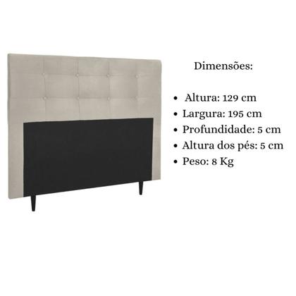 Imagem de Cabeceira Estofada Cama King 195 cm Helena Suede Bege