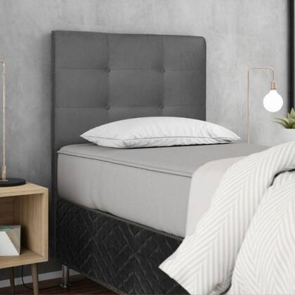 Imagem de Cabeceira Estofada Cama Solteiro 90 Cm Helena Suede Cinza