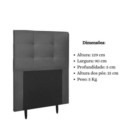 Imagem de Cabeceira Estofada Cama Solteiro 90 Cm Helena Suede Cinza