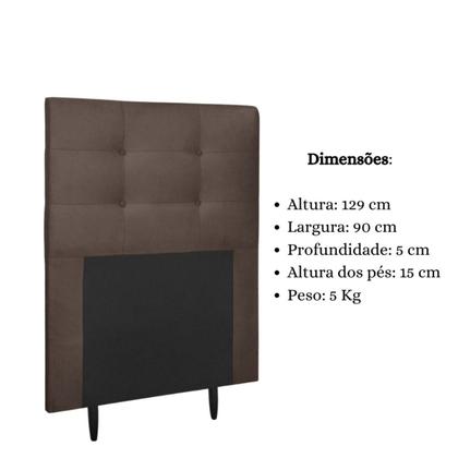 Imagem de Cabeceira Estofada Cama Solteiro 90 cm Helena Suede Marrom