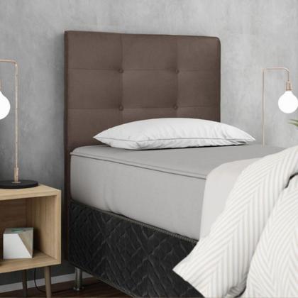 Imagem de Cabeceira Estofada Cama Solteiro 90 cm Helena Suede Marrom