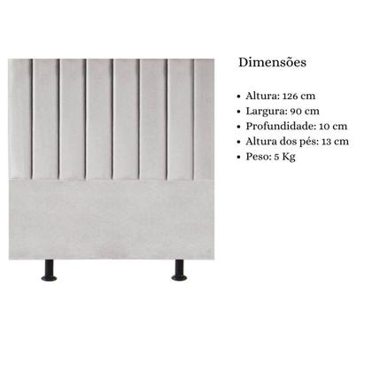 Imagem de Cabeceira Estofada Cama Solteiro 90 cm Sophia Carla Suede