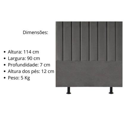 Imagem de Cabeceira Estofada Cama Solteiro 90 cm Sophia Carla Suede