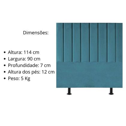 Imagem de Cabeceira Estofada Cama Solteiro 90 cm Sophia Carla Suede