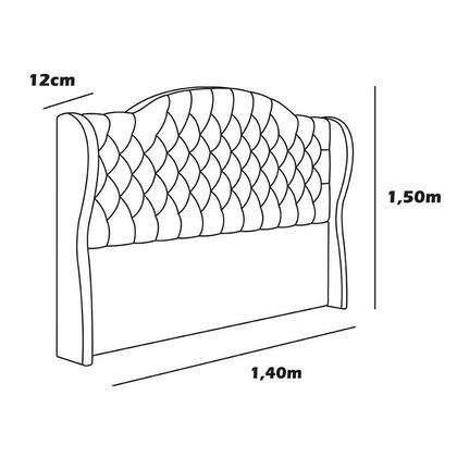 Imagem de Cabeceira Estofada Casal 140 cm Cristal Linho