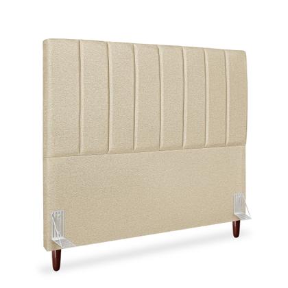 Imagem de Cabeceira Estofada Casal Carla 140 cm Linho Bege com Frames