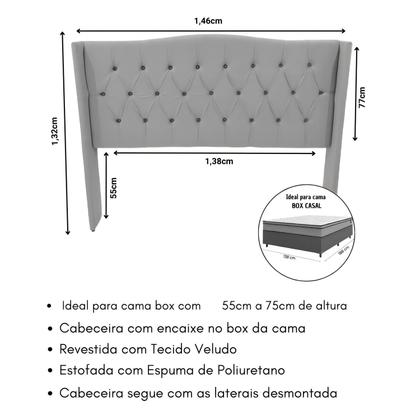 Imagem de Cabeceira estofada com Abas Casal 1,38m no Off White - PARIS