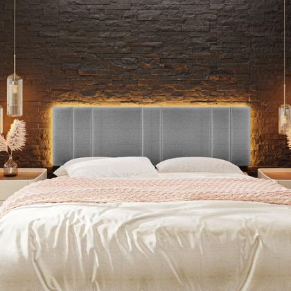 Imagem de Cabeceira Estofada com LED King 200 Linho Linho Cinza