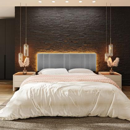Imagem de Cabeceira Estofada com LED King 200 Linho Linho Cinza