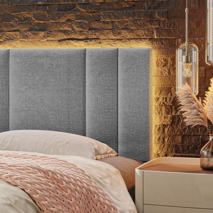 Imagem de Cabeceira Estofada com LED King 200 Linho Linho Cinza