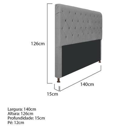 Imagem de Cabeceira Estofada Cristal 140 cm Casal Com Capitonê Corano Cinza - Doce Sonho Móveis