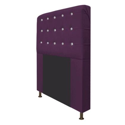 Imagem de Cabeceira Estofada Dama 160 cm para Cama Queen Size com Strass Suede Roxo - Damaffê Móveis
