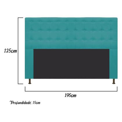 Imagem de Cabeceira Estofada Dama 195cm para Cama King Size Botonê Suede Azul Turquesa