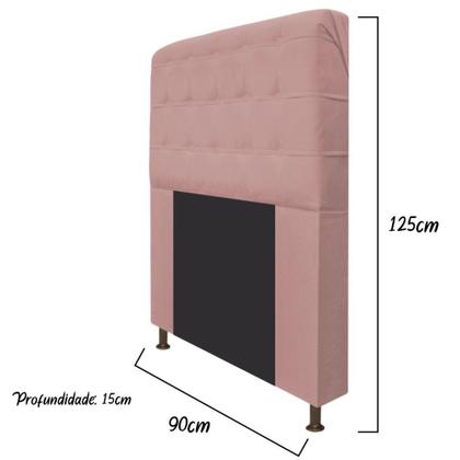 Imagem de Cabeceira Estofada Dama 90cm para Cama Solteiro Botonê Suede Rose Gold