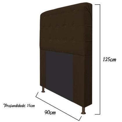 Imagem de Cabeceira Estofada Dama Capitonê 90 cm para Cama Box Solteiro Suede Marrom para Quarto - AM Decor