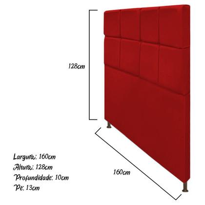 Imagem de Cabeceira Estofada Damares 160 cm para Cama Queen Size com Botonê Suede Vermelho