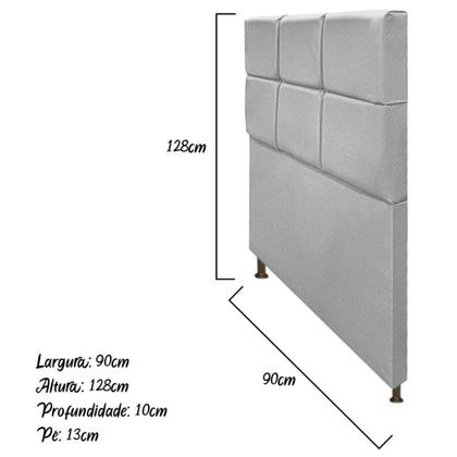 Imagem de Cabeceira Estofada Damares 90 cm para Cama Solteiro com Botonê  Suede Cinza