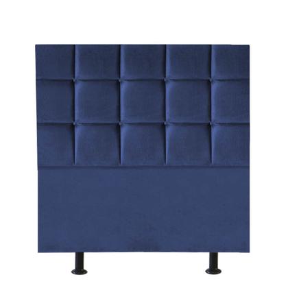 Imagem de Cabeceira Estofada Damares 90 cm Solteiro Quarto para Cama Box Suede Azul Marinho - Damaffê Móveis