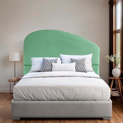 Imagem de Cabeceira Estofada de Casal 140cm para Cama Serena Suede Verde Musgo