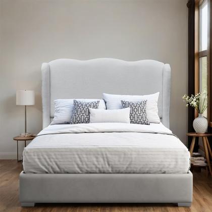 Imagem de Cabeceira Estofada de Casal 152cm para Cama Essenza Suede Off White