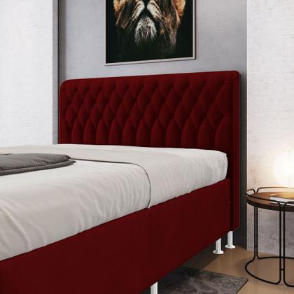 Imagem de Cabeceira Estofada Decorativa para Cama Box Bellatrix 160 para Cama Queen Suede Vermelho Aradecor