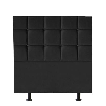 Imagem de Cabeceira Estofada Espanha 90cm Solteiro Para Cama Box Quarto Suede Preto - Ahazzo Móveis