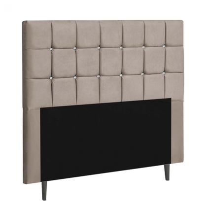 Imagem de Cabeceira Estofada Espanha 90CM Solteiro Strass Suede Bege - D A DECOR