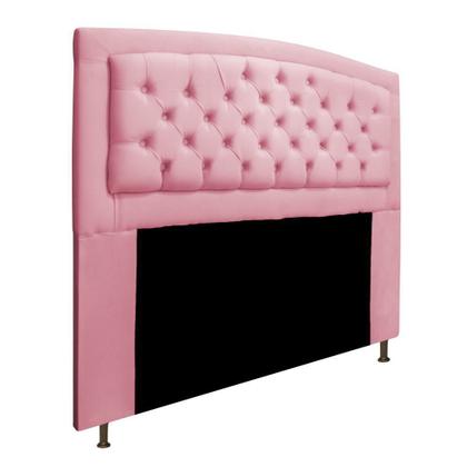 Imagem de Cabeceira Estofada Geovana 195 cm para Cama King Size Com Capitonê Suede Rosa Bebê