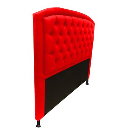 Imagem de Cabeceira Estofada Geovana com Capitonê para Cama Box King Size 195cm material sintético Vermelho