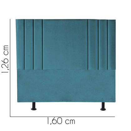 Imagem de Cabeceira Estofada Grécia 160 cm Queen Size Quarto para Cama Box Suede Azul Turquesa - Damaffê Móveis