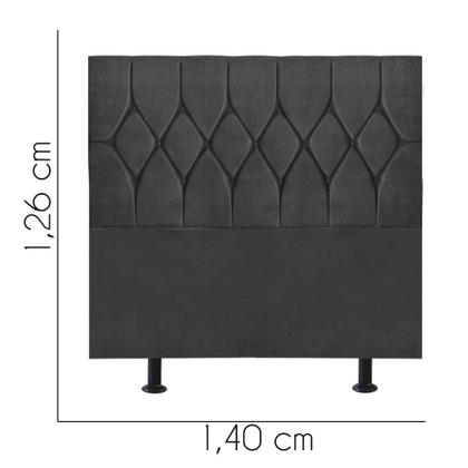 Imagem de Cabeceira Estofada Istambul Capitonê 140 cm Casal Quarto para Cama Box Suede Cinza Escuro - Damaffê Móveis