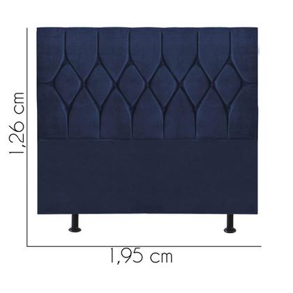 Imagem de Cabeceira Estofada Istambul Capitonê 195cm King Size Box Quarto Suede Azul Marinho - Ahazzo Móveis