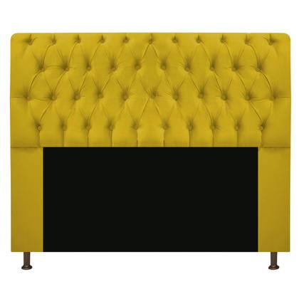 Imagem de Cabeceira Estofada Lady 140 cm Casal Com Capitonê  Suede Amarelo - Damaffê Móveis