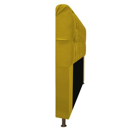 Imagem de Cabeceira Estofada Lady 140 cm Casal Com Capitonê  Suede Amarelo - Damaffê Móveis