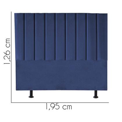 Imagem de Cabeceira Estofada Líbia 195CM King Suede Azul Marinho - D A DECOR