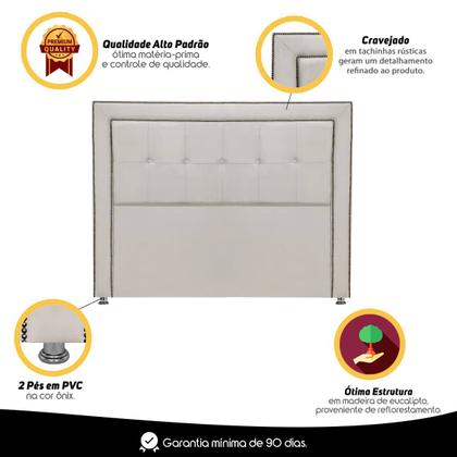 Imagem de Cabeceira Estofada Para Cama Box Casal 140cm Ravena Veludo Bege Marfim