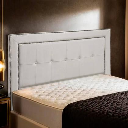 Imagem de Cabeceira Estofada Para Cama Box Casal 140cm Ravena Veludo Bege Marfim