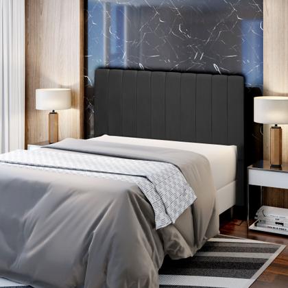 Imagem de Cabeceira Estofada Para Cama Box Casal Beatriz 140cm Suede Preto