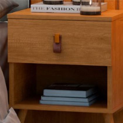 Imagem de Cabeceira Estofada para cama box casal/Queen JA Móveis Suiça Lady com 02 mesas de cabeceira Nature