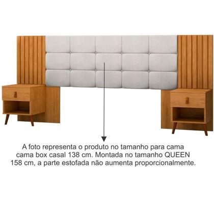 Imagem de Cabeceira Estofada para cama box casal/Queen JA Móveis Suiça Lady com 02 mesas de cabeceira Nature