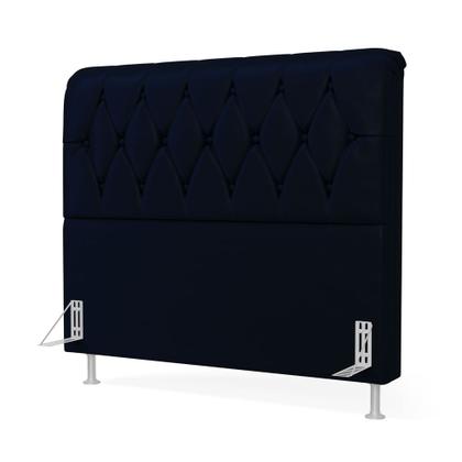 Imagem de Cabeceira Estofada Para Cama Box Sirius 160 Para Cama Queen Suede Azul Marinho Aradecor