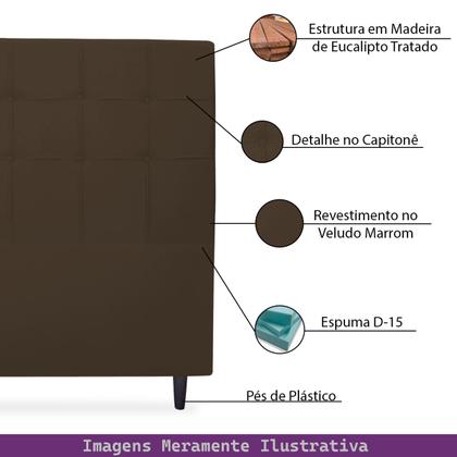 Imagem de Cabeceira Estofada para Cama Box Solteiro Luiza 90cm Veludo Marrom