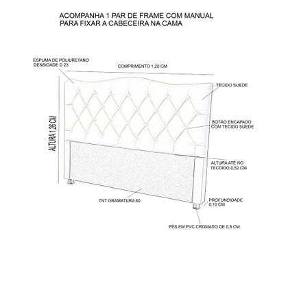 Imagem de Cabeceira Estofada Para Pama Box De Viúva Capitone Pérola 120 cm Bege Suede-Anchar Estofados 01