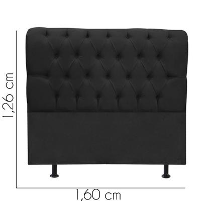 Imagem de Cabeceira Estofada Paris Botão Capitonê 160cm Queen Size Para Cama Box Quarto material sintético Preto - Ahazzo Móveis