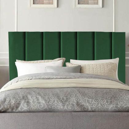 Imagem de Cabeceira Estofada Solteiro 90CM Cora Suede Verde - D A DECOR