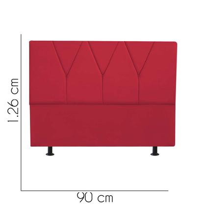 Imagem de Cabeceira Estofada Solteiro 90CM Jade material sintético Vermelho - D A DECOR